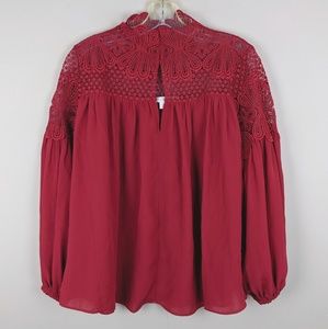 Boston Proper | Red Long Sleeve Blouse - H9